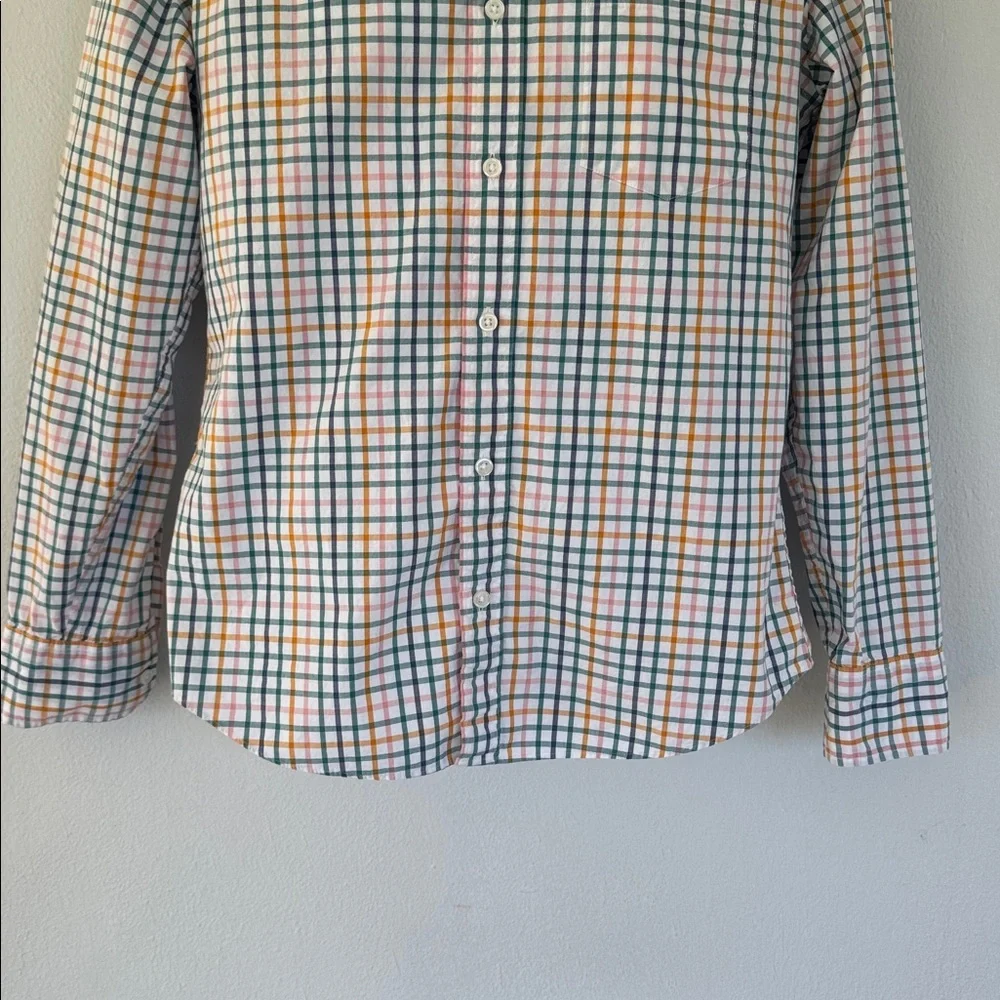 J. Crew orange green flex washed slim untucked button down dress shirt medium
